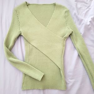 Crossover Front Ribbed Knit Top